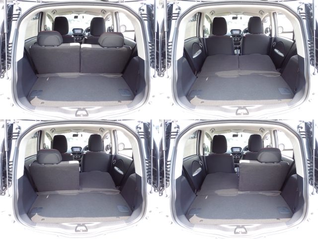 乗車人数やお荷物に応じて後部座席をセパレートに倒すことが出来ます。充分なラゲッジスペースも確保。