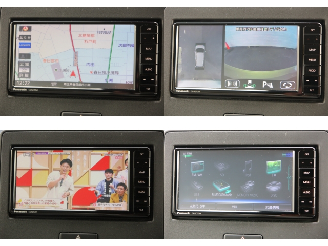 純正付　TVはフルセグです。他CD/DVD　Bluetoothオーディオ等の機能がございます。全方位モニターの映像もこちらの画面で確認できます！