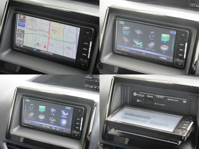 現在では必需品のナビが装備されています。オーディオはAM・FMラジオ・CD・DVD・Bluetooth・SDカード・AUX・●TVが使えます。快適ドライブの強い味方です！