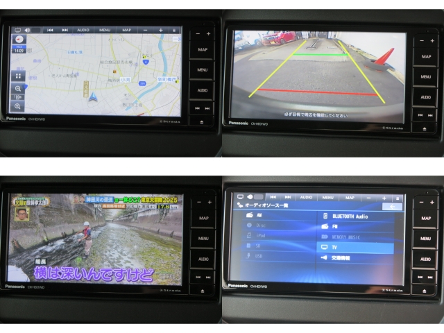 社外ナビ付　TVはフルセグです。他CD/DVD　Bluetoothオーディオ等の機能がございます。バックモニターの映像もこちらの画面で確認できます！